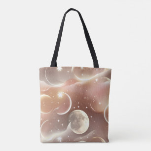 Creamy Ivory Peach Moon Soft Glow Tote Bag