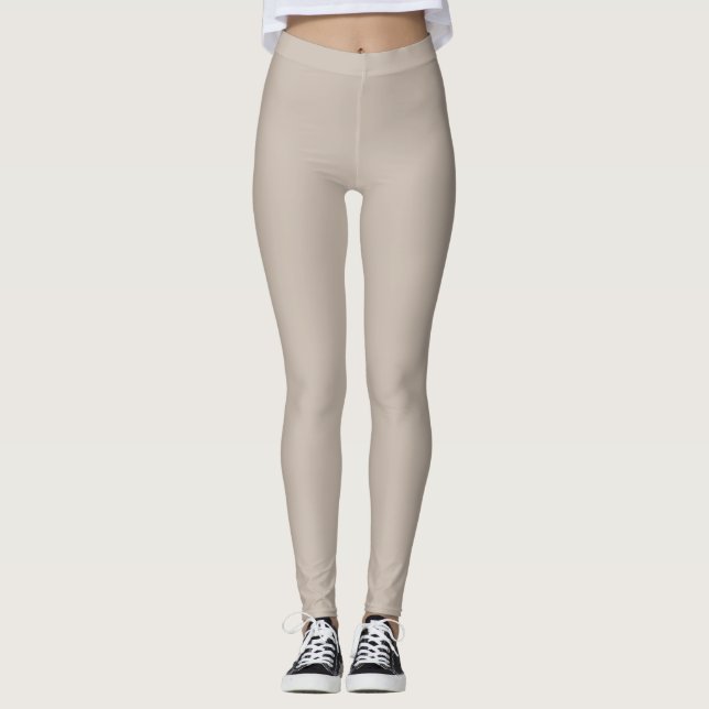 Creamy Mushroom Solid Colour Leggings (Front)