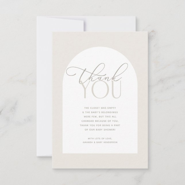 Creamy Neutral Baby Baby Shower Thank You Card (Front)