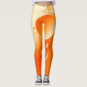 Creamy Orange Colour Circular Abstract Design Leggings