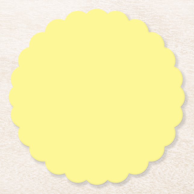 Creamy Pale Pastel Butter Yellow Solid Paper Plate Paper Coaster (Front)