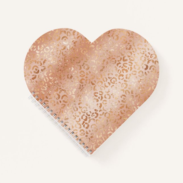Creamy Peach Rose Blush Leopard Print     Notebook (Front)