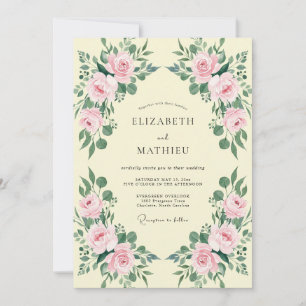Creamy Pink Petal Wedding Invitation
