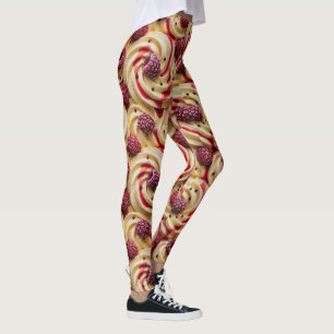 Creamy Raspberry Swirl - Sweet Dessert Aesthetic Leggings