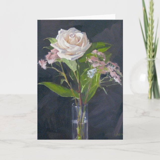 "Creamy Rose" Art Card Blank Greeting Card (Front)