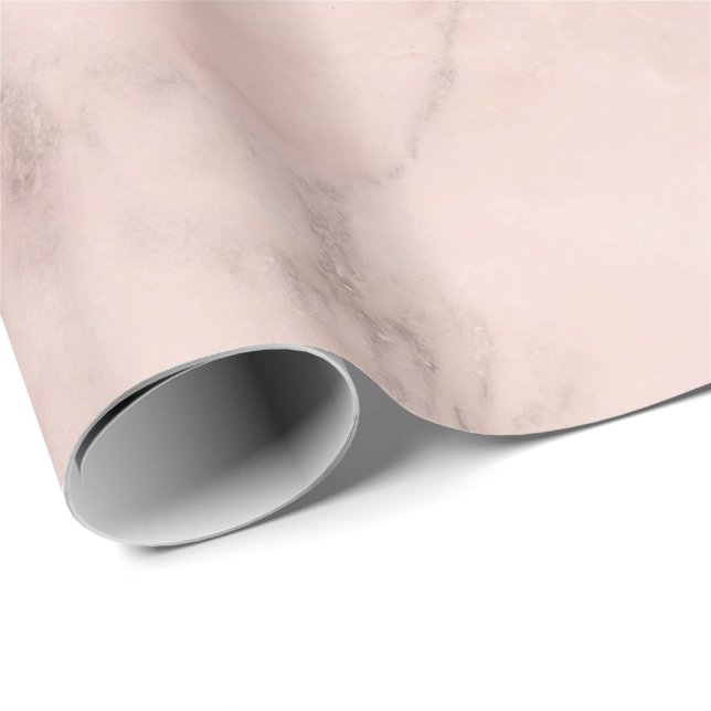 Creamy Rose Gold Powder Coral Blush Marble Stone Wrapping Paper (Roll Corner)