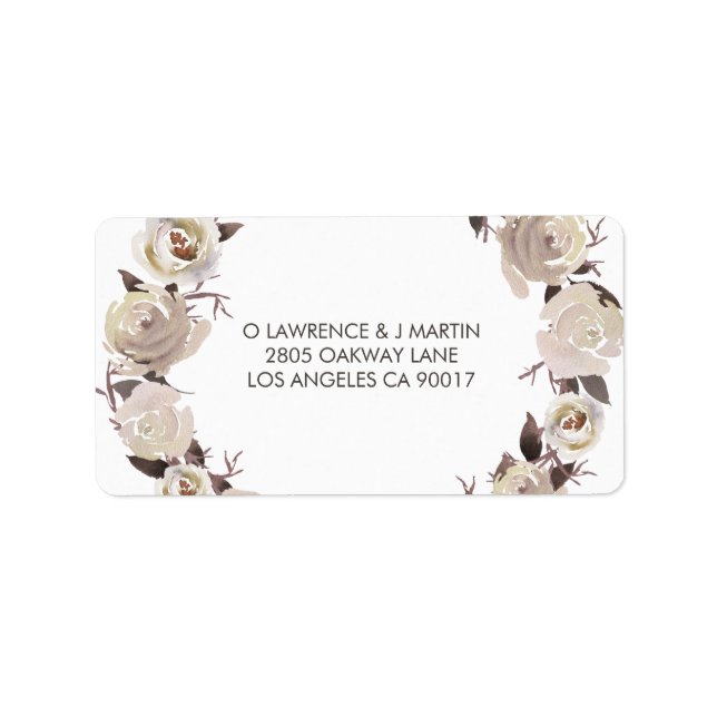 Creamy Roses Wreath Floral Label (Front)