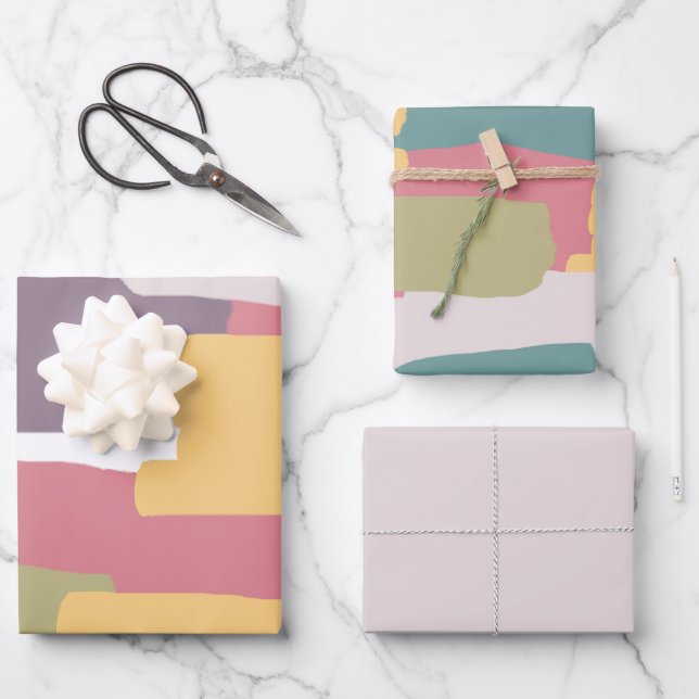 Creamy Summer Colours Splash Pattern Wrapping Paper Sheet (Front)