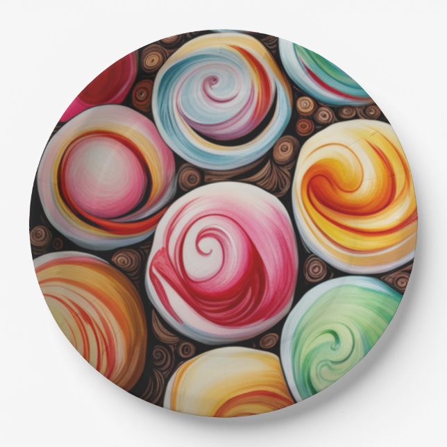 Creamy Swirls Paper Plate (Front)