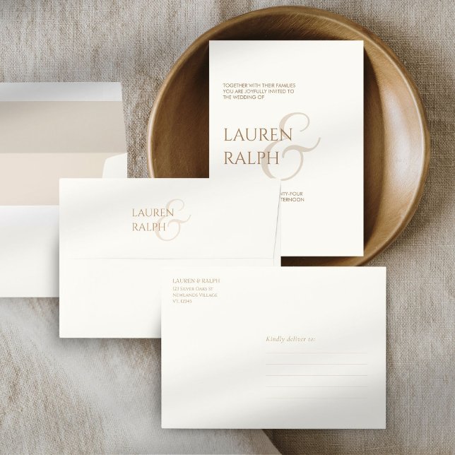 Creamy Taupe Lined Minimalist Wedding Invitation Envelope (Creator Uploaded)