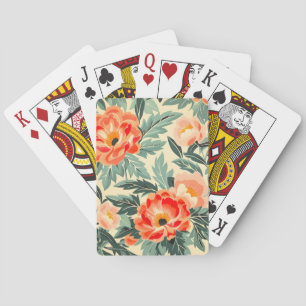 Creamy Vintage Peach Blossom Watercolor Playing Cards
