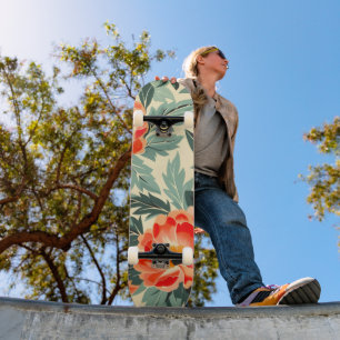 Creamy Vintage Peach Blossom Watercolor Skateboard