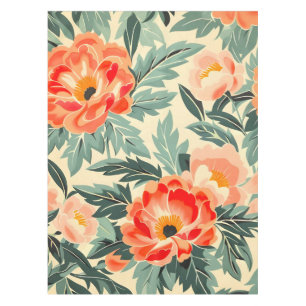 Creamy Vintage Peach Blossom Watercolor Tablecloth
