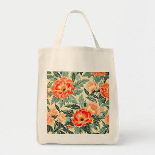 Creamy Vintage Peach Blossom Watercolor Tote Bag