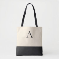 CREAMY WHITE and Black 1 Letter Monogram