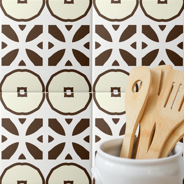 Creamy White and Brown Mosaic Geometric Pattern Tile (Creator Uploaded)