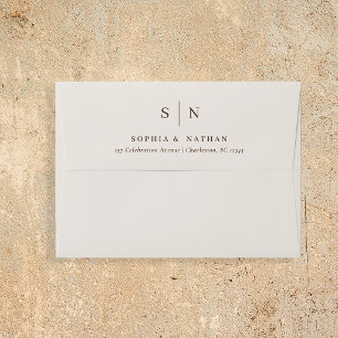 Creamy White Brown Neutral Minimal Chic Wedding Envelope