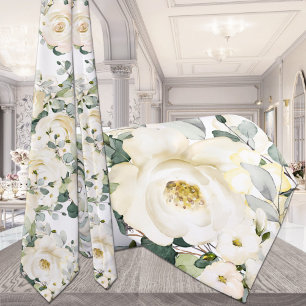 Creamy White Desdemona Roses Wedding White Floral Tie