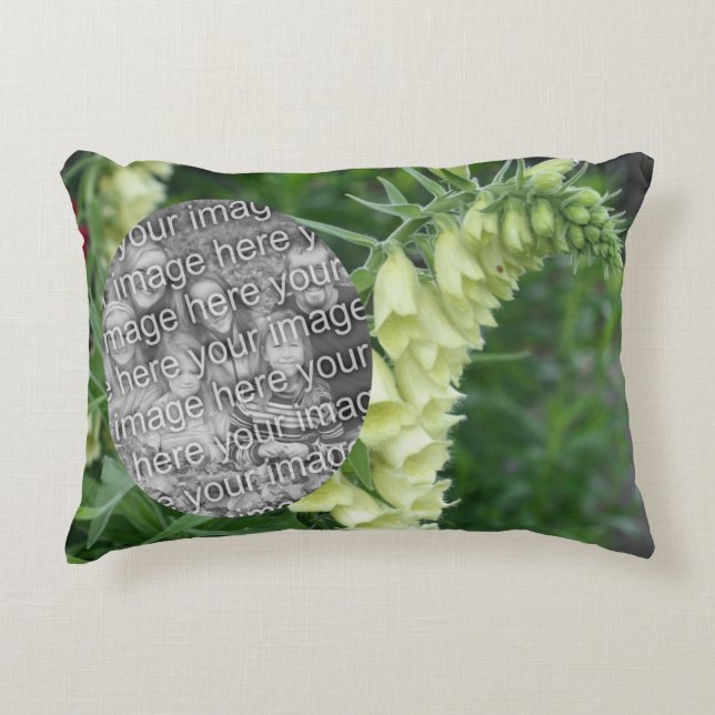 Creamy White Foxglove Flowers Add Your Photo Decorative Cushion (Front)