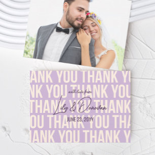 Creamy White & Lilac Modern Typograhpy Wedding Thank You Card
