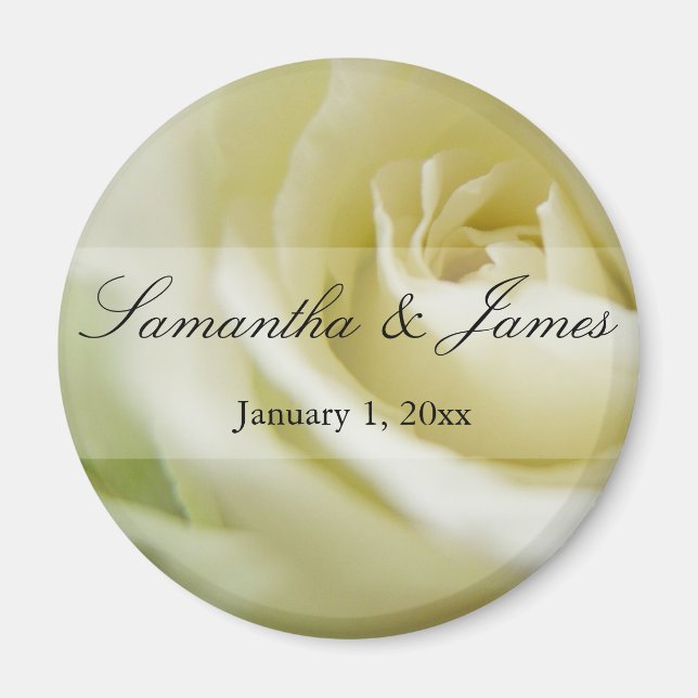 Creamy White Rose Personal Wedding Magnet (Front)