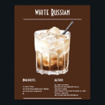 Creamy White Russian Recipe Bar Poster<br><div class="desc">Indulge in the velvety smoothness of a classic White Russian with this simple yet luxurious recipe. Made with vodka, coffee liqueur, and rich heavy cream, this iconic cocktail is a decadent treat for any occasion. Serve over ice and savour the creamy goodness of this beloved drink.</div>