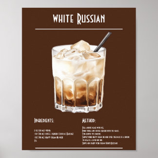 Creamy White Russian Recipe Bar Poster