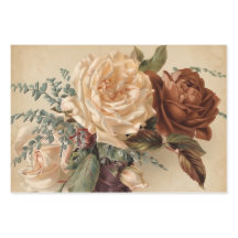 CREAMY YELLOW & RED ROSE VINTAGE BOTANICAL