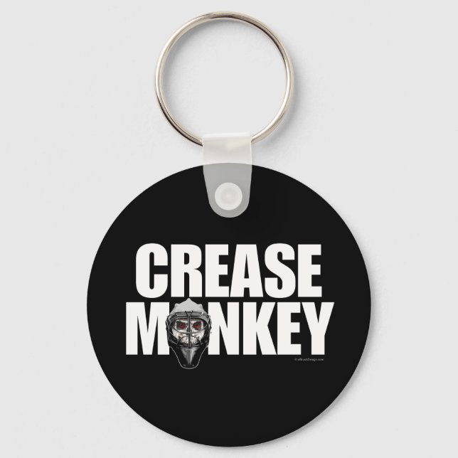 Crease Monkey (Hockey Goalie) Key Ring (Front)