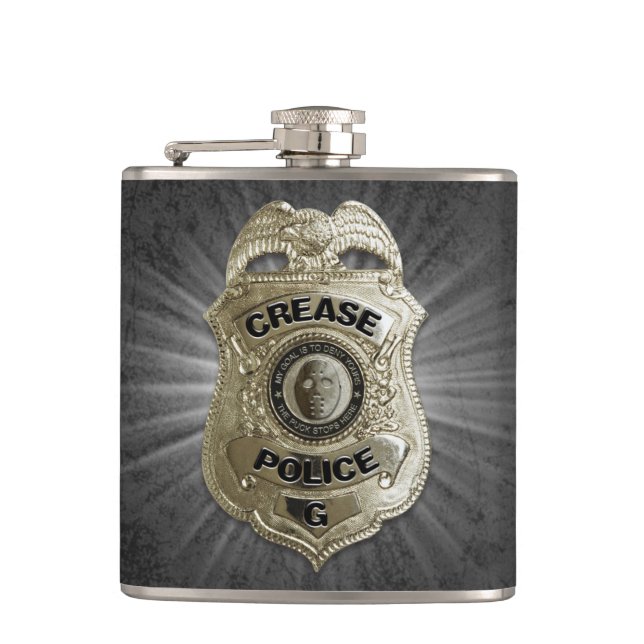 Crease Police (Hockey Goalie) Hip Flask (Front)