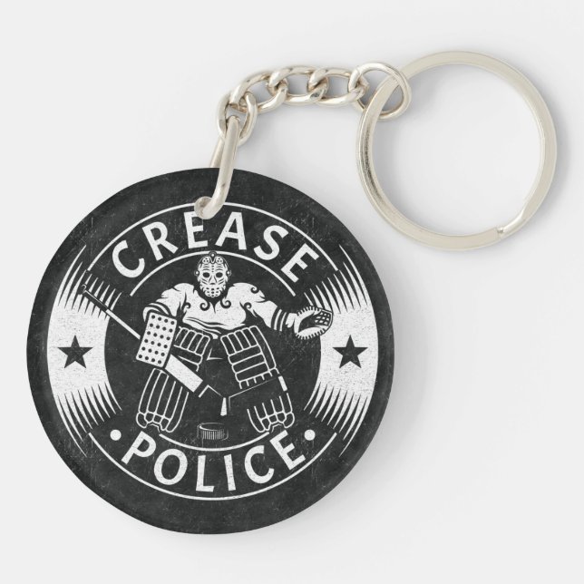 Crease Police Hockey Goalie Key Ring (Back)