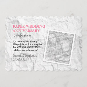 Creased Paper 1st Wedding Anniversary Invitation
