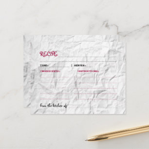 Creased Paper Recipe Postcard