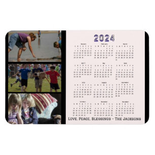  Create 2024 New Year Family Photographs Calendar Magnet