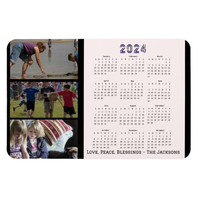  Create 2024 New Year Family Photographs Calendar Magnet (Horizontal)
