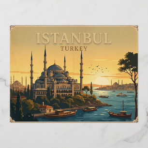 Create a beautiful vintage travel postcard artwork