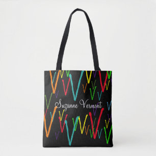 create a colourful initials pattern tote bag