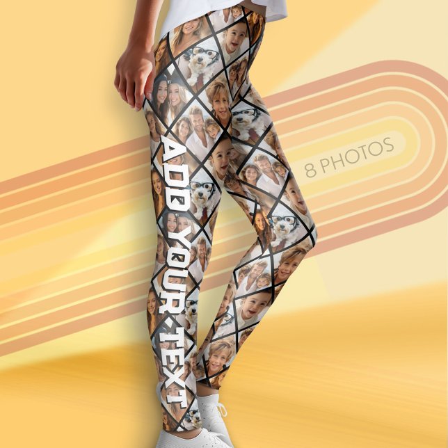 Create a Custom 8 Photo Collage - Diamond Shape Leggings (Custom Leggings with Photos)