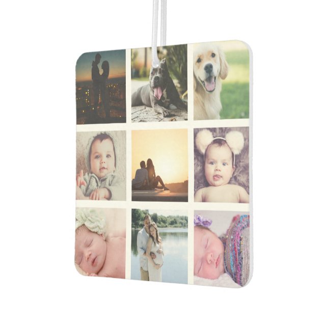 Create a Custom 9 Photo Collage Personalised Car Air Freshener (Left)