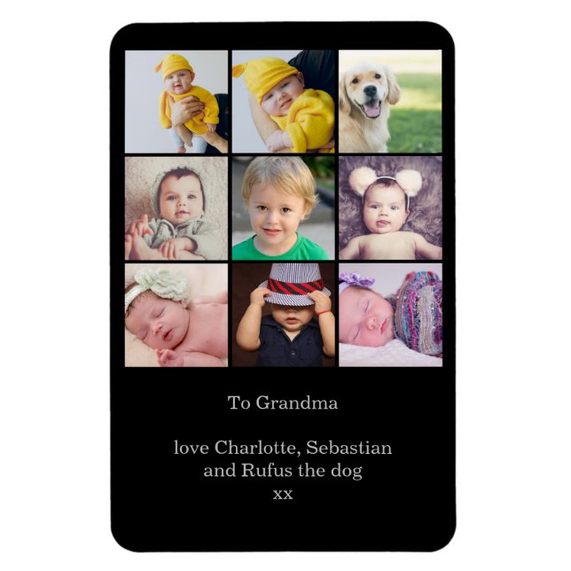 Create a Custom 9 Photo Collage Personalised Magnet (Vertical)