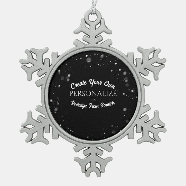Create a Custom Personalised Snowflake Pewter Christmas Ornament (Front)
