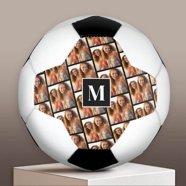 Create a Custom Photo Collage - 1 Photo Monogram Football (Custom Soccer Ball)