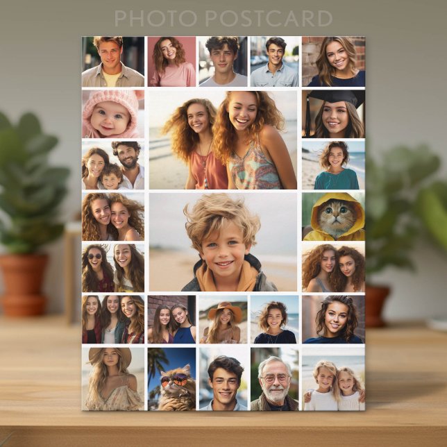 Create a Custom Photo Collage - 25 Photos Postcard (Custom Photo Postcard with Lots of Pictures)