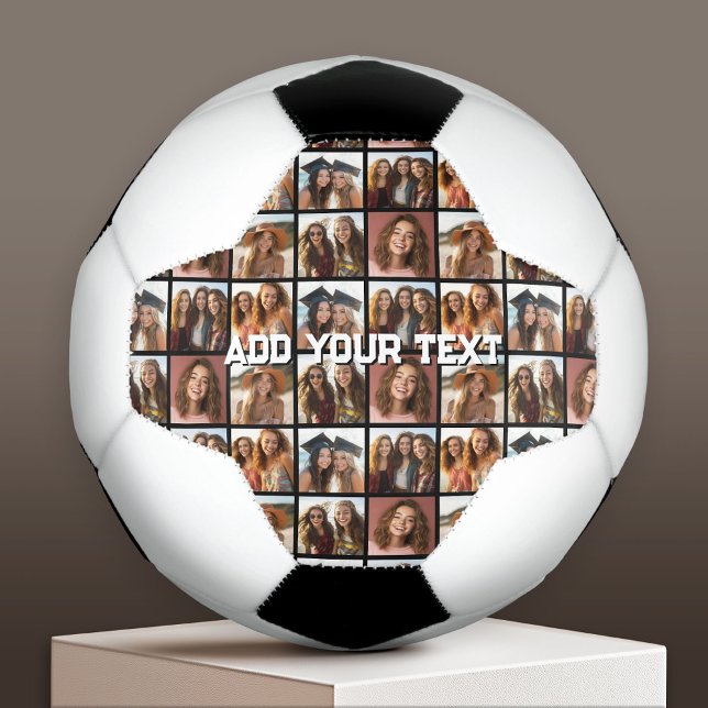 Create a Custom Photo Collage - 6 Photos - Text Football (Custom Soccer Ball)
