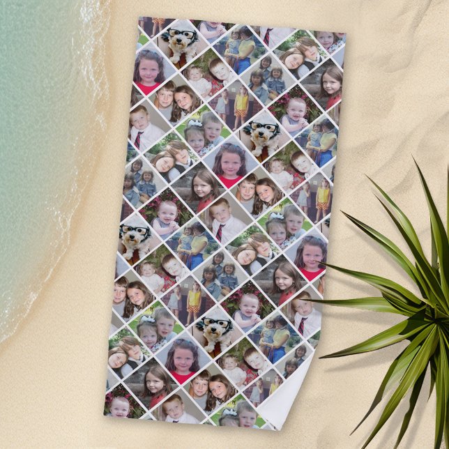 Create a Custom Photo Collage with 12 Photos Beach Towel (Personalized Beach Towel with Photos)