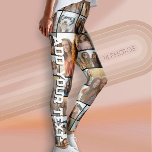 Create a Custom Photo Collage with 14 Photos Leggings