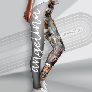 Create a Custom Photo Collage with 18 Photos Leggings