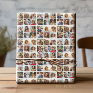 Create a Custom Photo Collage with 18 Photos Wrapping Paper