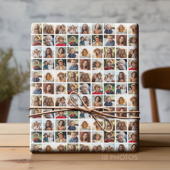 Create a Custom Photo Collage with 18 Photos Wrapping Paper (Custom Photo Collage Wrapping Paper - All Occasion)