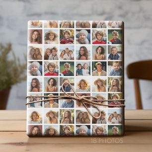 Create a Custom Photo Collage with 18 Photos Wrapping Paper